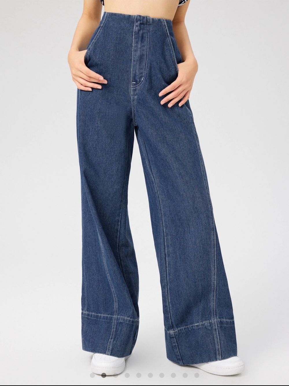 Cider Dark Blue High-Rise Wide Leg Jeans